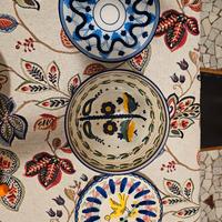 2 piatti e ciotola maiolica antichi diam  23 cm