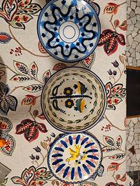2 piatti e ciotola maiolica antichi diam  23 cm
