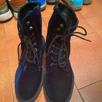 Stivaletti blu in velluto