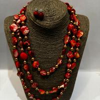 Vintage Sautoir in Vera Madreperla Orecchini 925