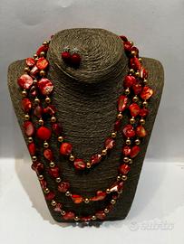 Vintage Sautoir in Vera Madreperla Orecchini 925