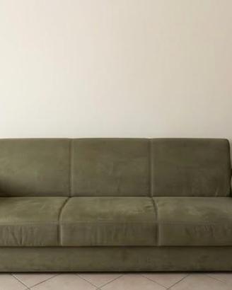 Divano letto 3 posti in vellutino verde salvia
