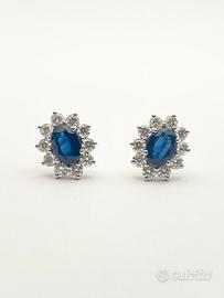 Orecchini oro 18KT con zaffiri 2.05 diamanti 1.15