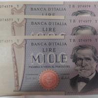 Banconote 1000 lire G. Verdi num serie consecutivi