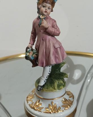 Statuina bambina con fiori Capodimonte Tyche Tosca