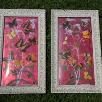 2 quadri con farfalle vere