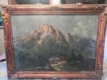 Moretti dipinto ad olio paesaggio montagna