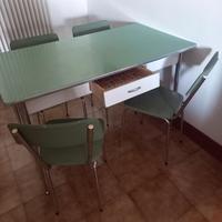 tavolo con sedie anni 70 formica verde