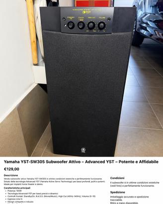 Subwoofer Yamaha YST-SW305