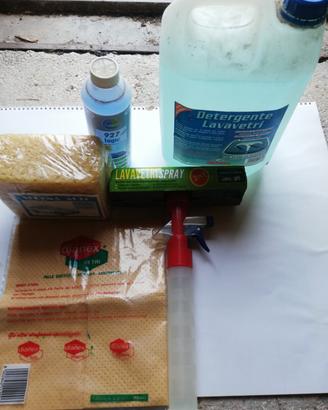 Kit lavavetri auto spugna pelle detergente
