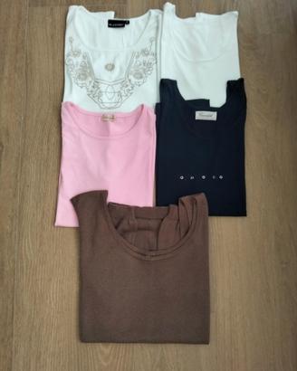 5 canotte donna XL – rosa, blu, marrone, bianco