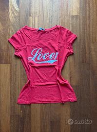 T-Shirt Donna Rossa Scritta "Lover"