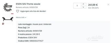 ponte assiale posteriore Renault Clio IV 1.5 -2019