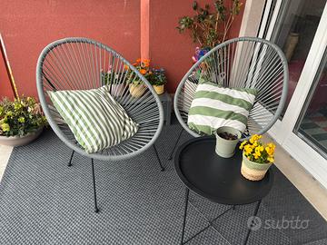 Set poltrone e tavolino da esterno