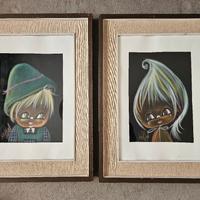 Vintage quadretti “big eyes” a pastello