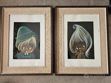 Vintage quadretti “big eyes” a pastello