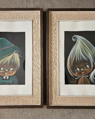 Vintage quadretti “big eyes” a pastello