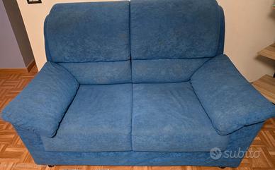 Divano 2 Posti Blu in Microfibra