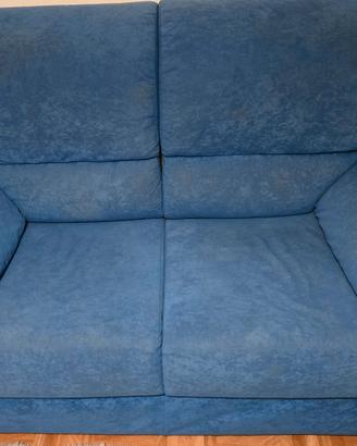 Divano 2 Posti Blu in Microfibra