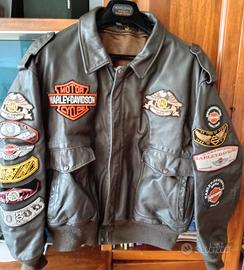 giubbotto in pelle Scott con patch Harley Davidson