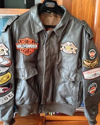 giubbotto in pelle Scott con patch Harley Davidson