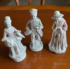 Set 3 statuine  vintage in porcellana