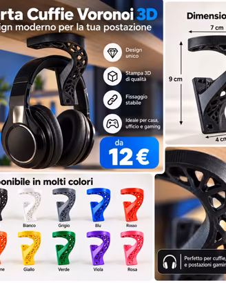 Titolo: Porta Cuffie Voronoi 3D – Design Moderno,