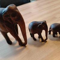 Tris elefanti in legno arte africana