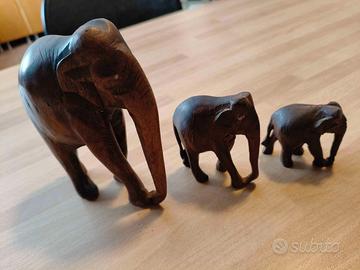 Tris elefanti in legno arte africana