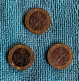 3 monete, 10 franchi francesi 1989 1990