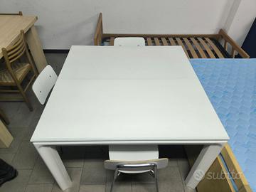 tavolo quadrato allungabile laccato bianco