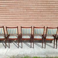 6 Sedie legno e tessuto