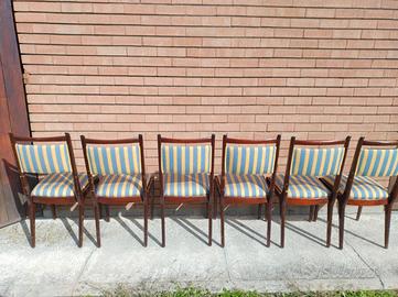 6 Sedie legno e tessuto