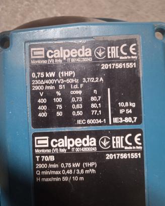 Pompa autoadescante elettrica Calpeda T70/B