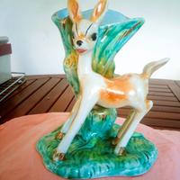 Cerbiatto Bambi e vasetto in ceramica di Bassano