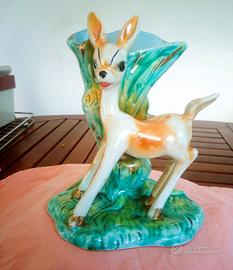 Cerbiatto Bambi e vasetto in ceramica di Bassano