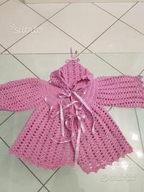 Mantellina di lana all'uncinetto 6-12 mesi