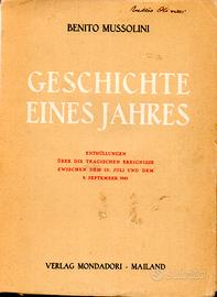 Geschichte eines Jahres di B. Mussolini