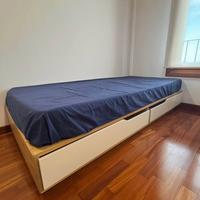 LETTO SINGOLO CON CASSETTI E MATERASSO