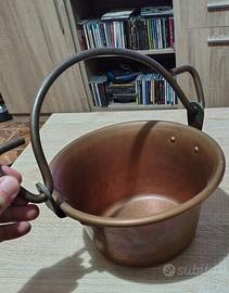 Paiolo in rame vintage con manico in ferro Ø 21,5