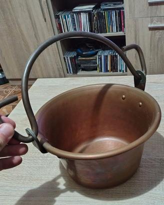 Paiolo in rame vintage con manico in ferro Ø 21,5