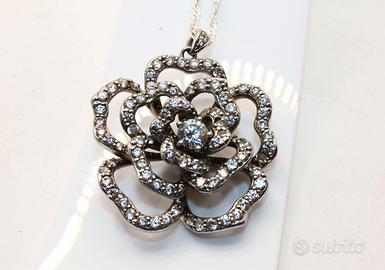 Stupendo pendente Vintage argento pietre CZ