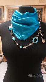 foulard gioiello+ collana incorporata artigianato