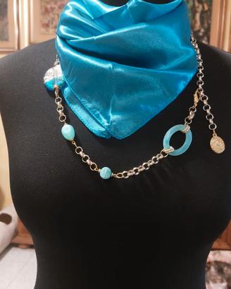 foulard gioiello+ collana incorporata artigianato