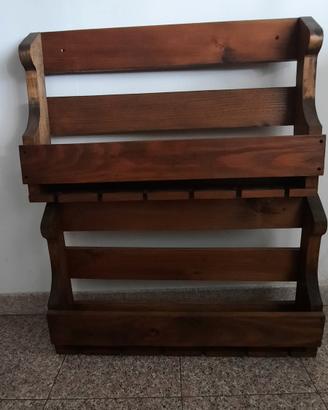 portabottiglie da parete in legno 