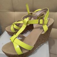 Scarpe alte donna color lime 39 zeppa sughero