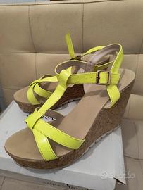 Scarpe alte donna color lime 39 zeppa sughero