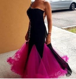 Abito danze standard nero e fuxia