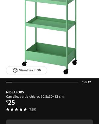 Carrellino ikea da cucina / salotto verde menta