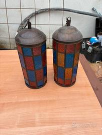 Lampadari in vetro etnici con coperchi in bronzo